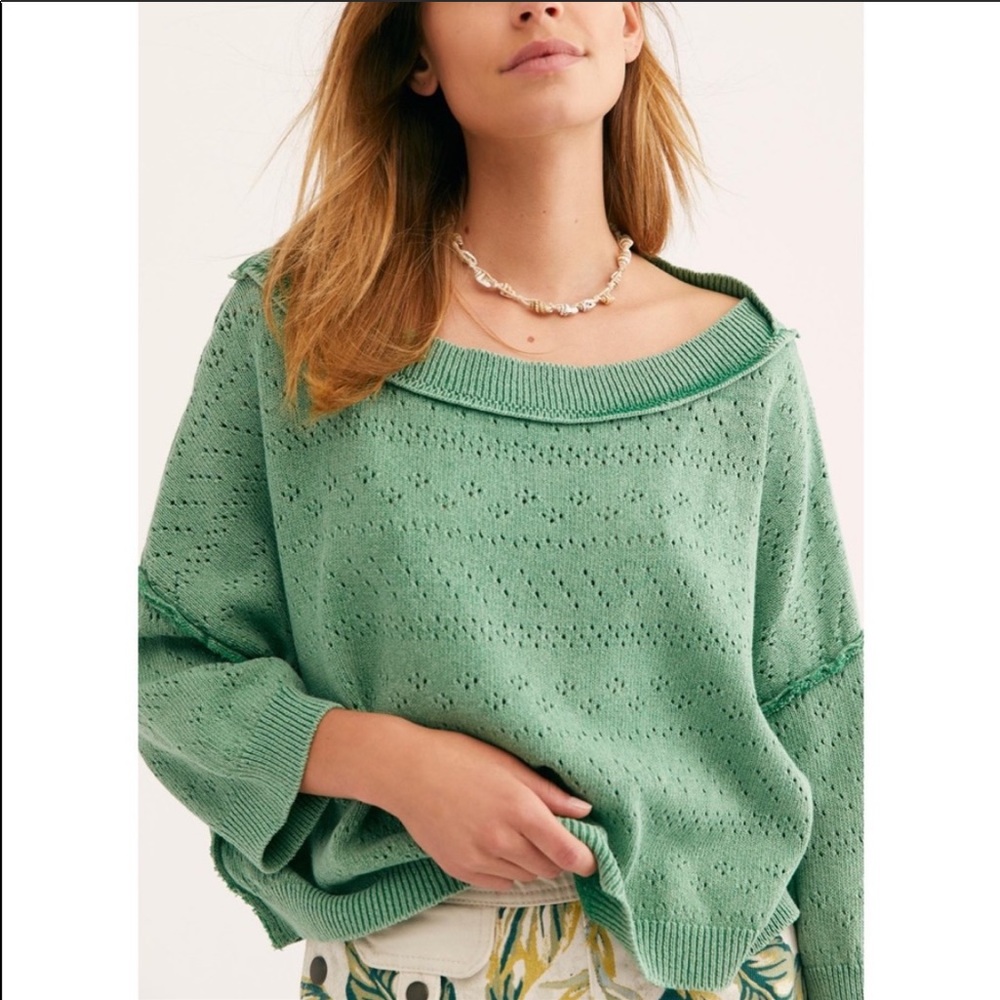 Free People Sand Castle Pointelle Knit Sweater - Picture 2 of 5